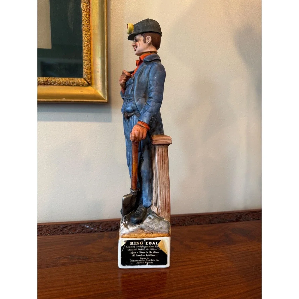 Vintage 1975‎ Coal Miner Decanter, King Coal Bourbon Bottle, Porcelain Figural